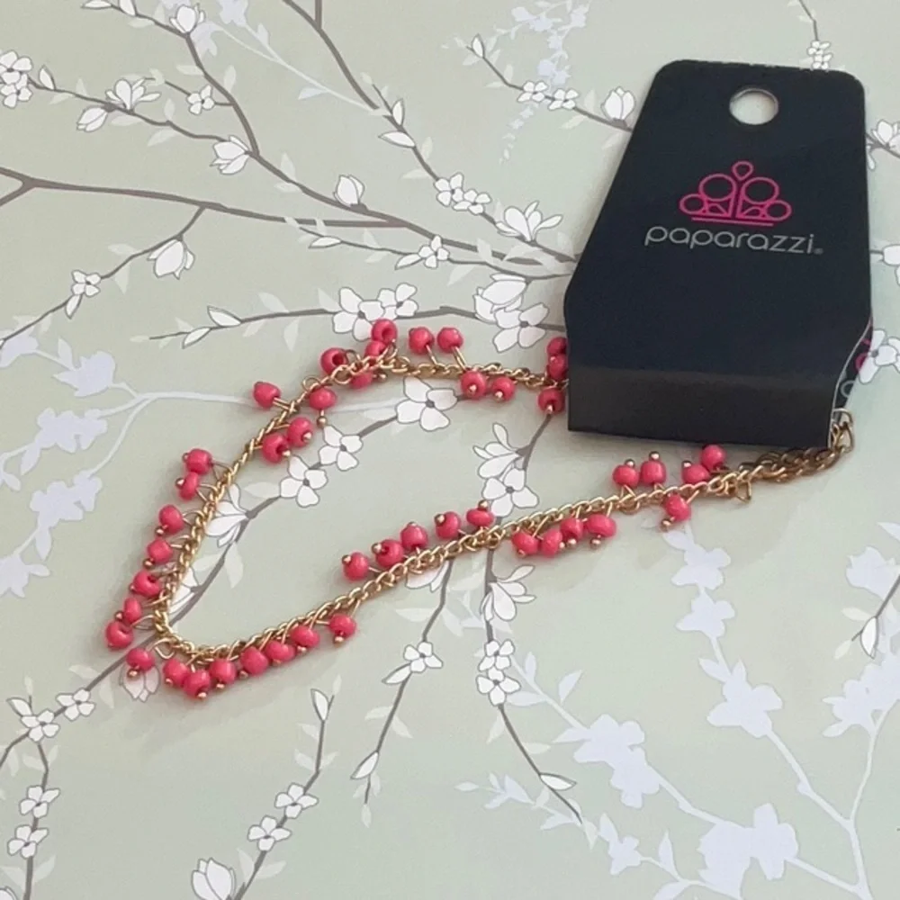 ❄️ Paparazzi | Pink and Gold Anklet Falling Blossoms Beach Bohemian